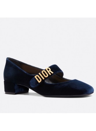 Dior Baby-D Ballet Flats In Dark Blue Velvet